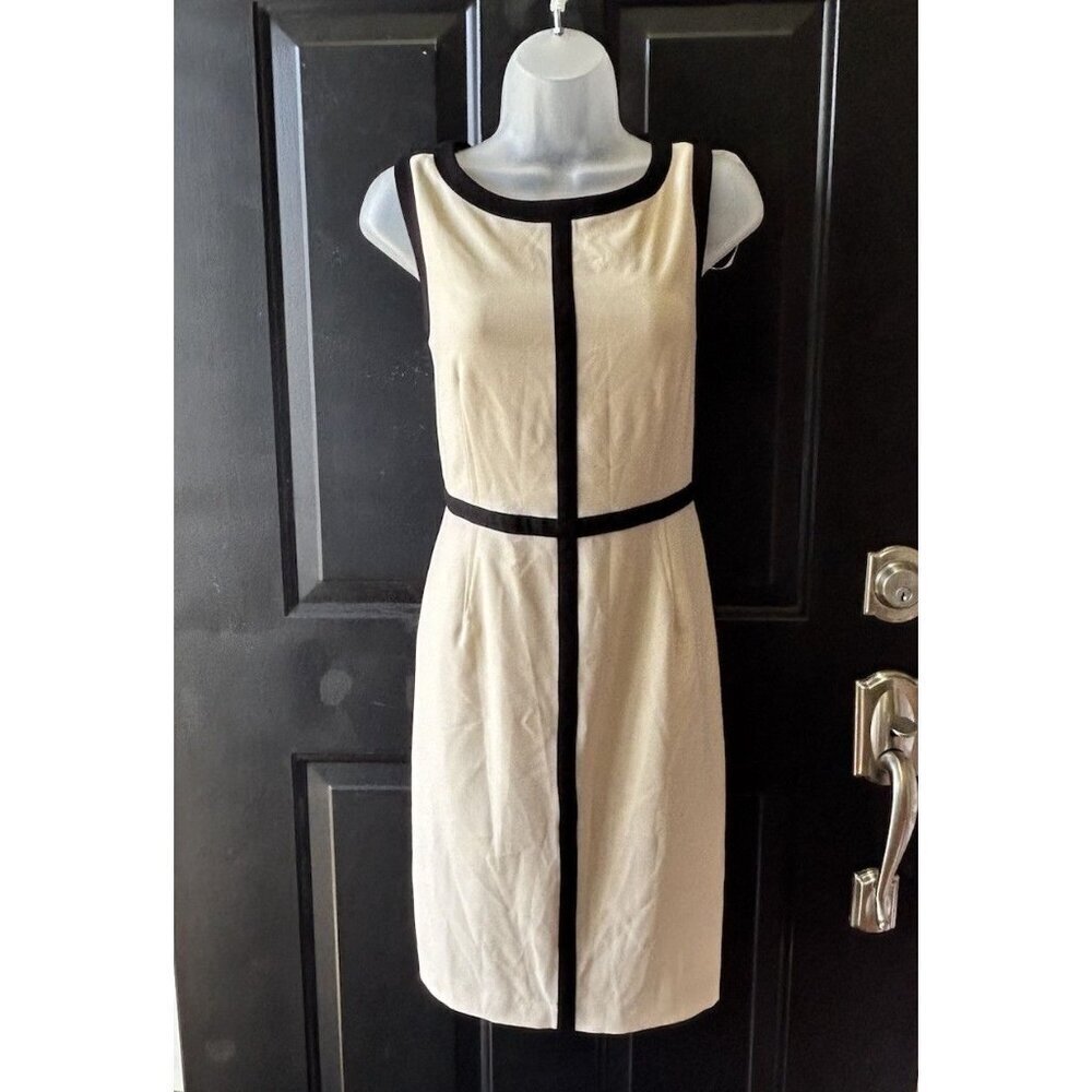 NEW Calvin Klein Tan Black Colorblock Sheath Dress Size 8 Sleeveless Career